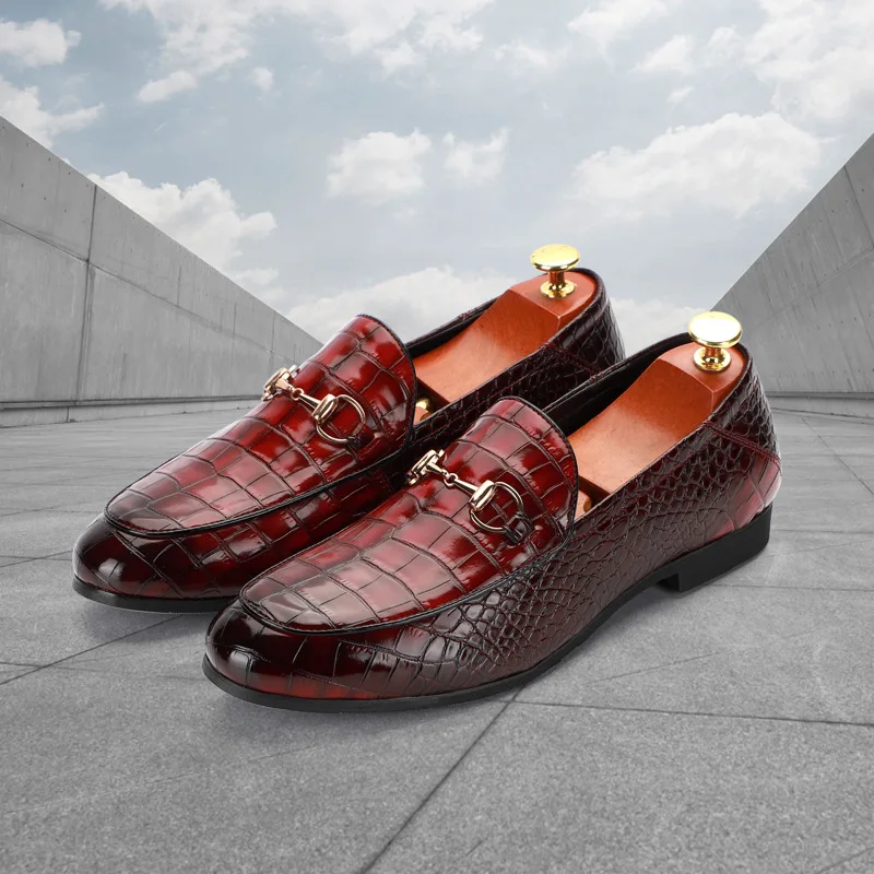 Мужская повседневная деловая обувь из тисненой кожи мужские классические лоферы