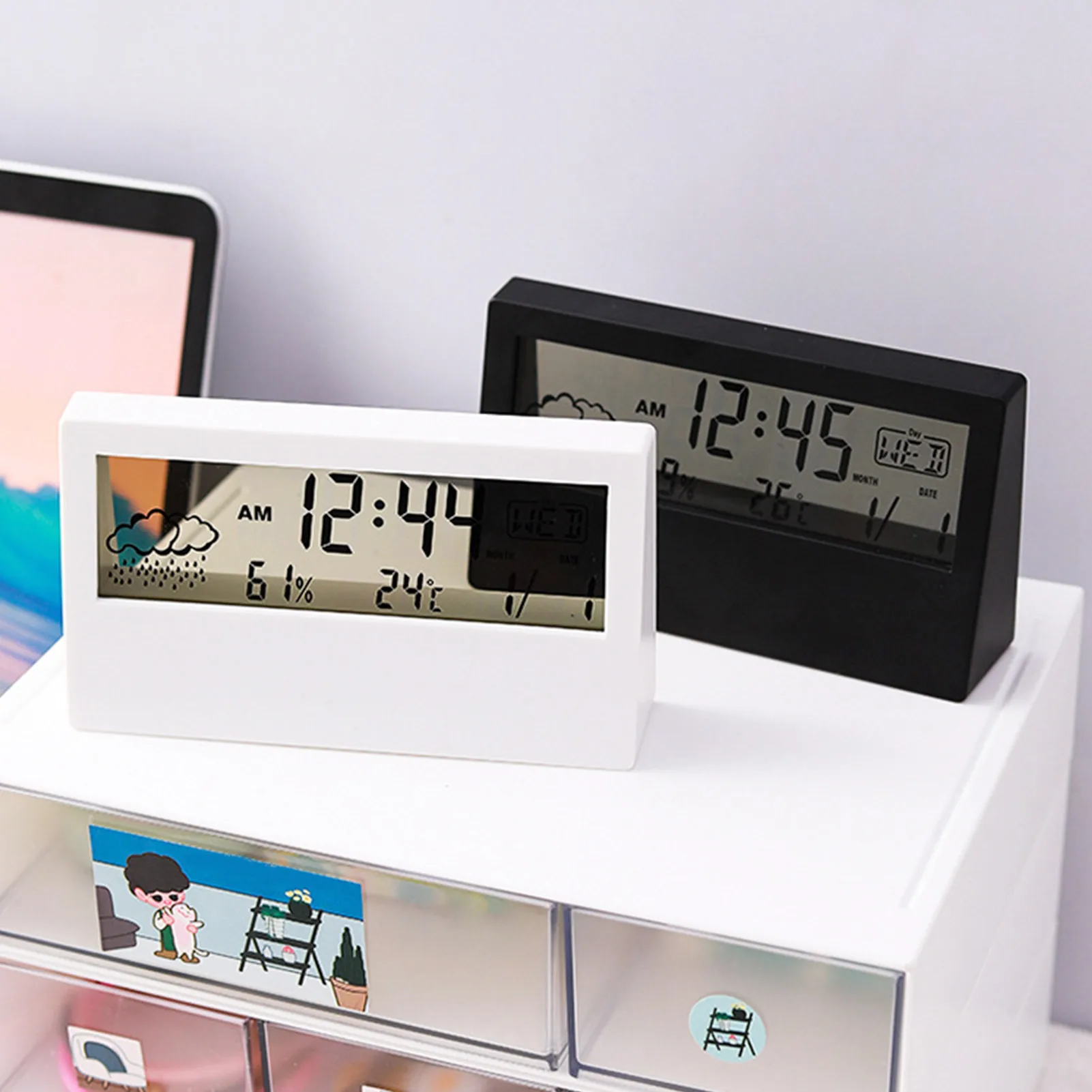 

Новый дизайн, прозрачные электронные часы-будильник с календарем, отображением температуры и влажности, настольные часы с повтором сигнала