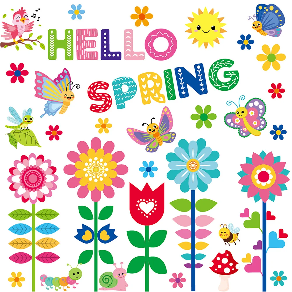 

1 Set Spring Decorations Spring Window Stickers Window Clings Decorative Window Clings Decorative Decals Gnome Window Decals