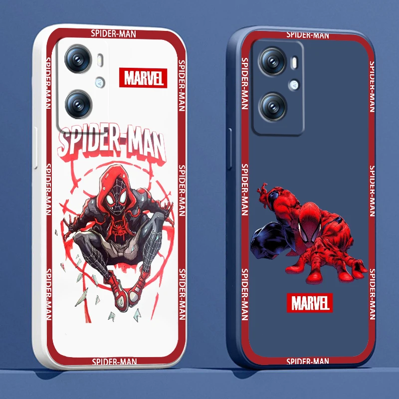 

Phone Case For OPPO Find X6 X5 X3 Lite A96 A94 A93 A77 A76 A74 A72 A57 A53S A16 5G Marvel SpiderMan Avengers Logo Liquid Rope