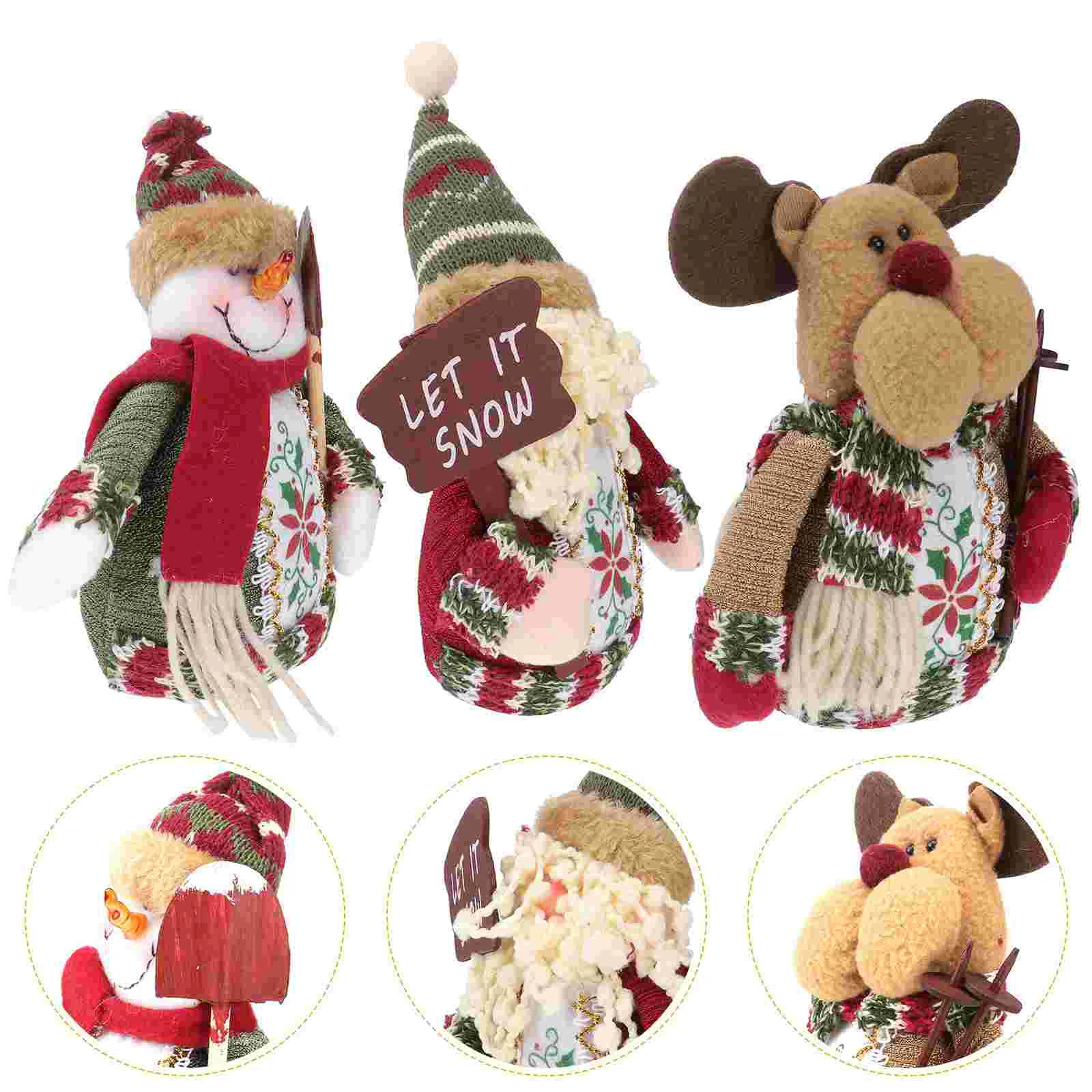 

3pcs Christmas Santa Claus Desktop Decoration Decor Snowman Party Desktop Gift for Home Party Club