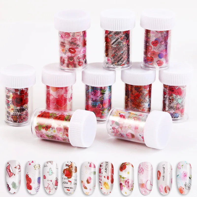 

Mixed Valentine's Day Nail Art Sequins Shiny Red Love Heart Starry Sky Paper Nail Supplies for Professionals Accessories