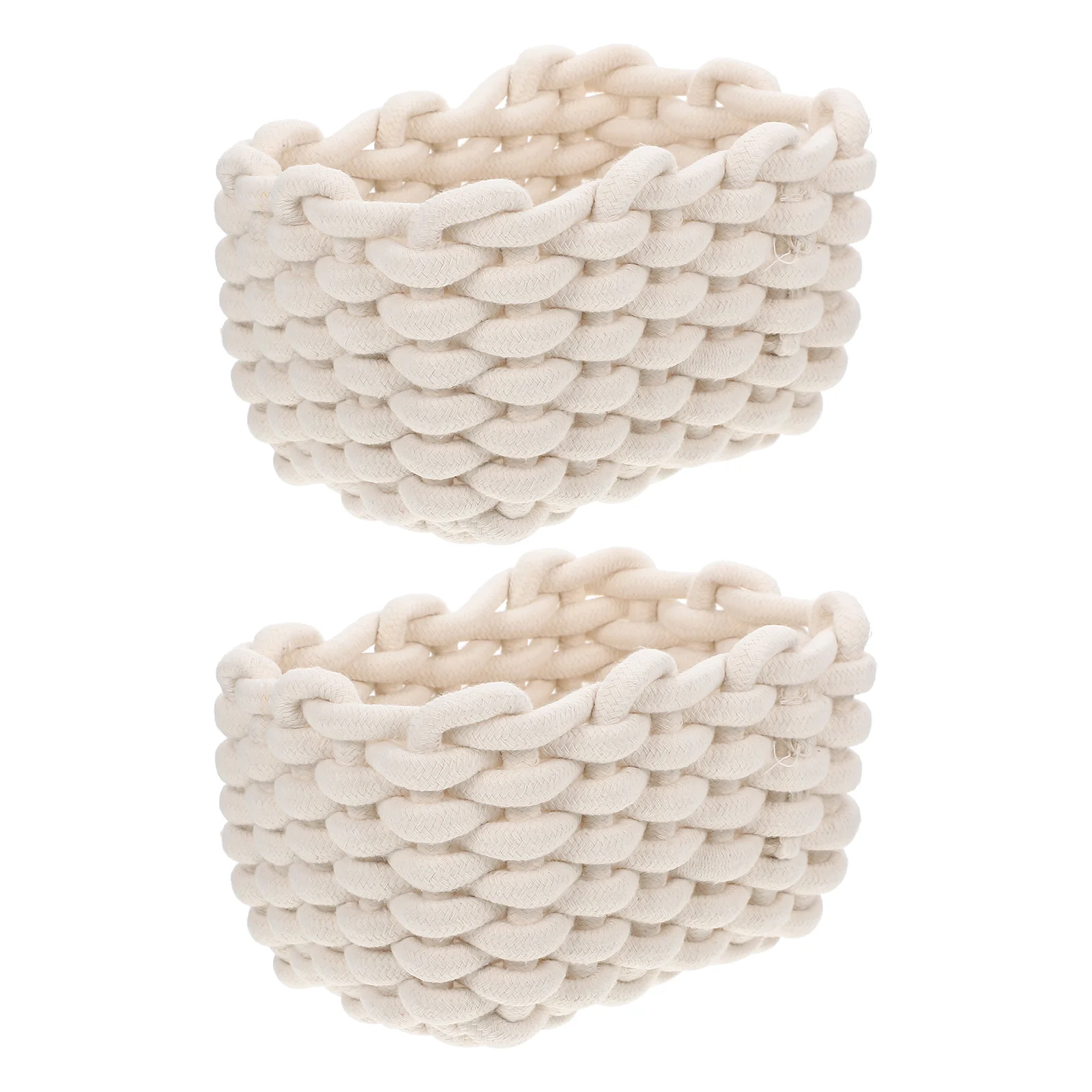 

Basket Woven Cotton Rope Storage Organizer Baskets Desktop Sundriesholder Snack Small Nursery Shelf Bin Mini Tissuetoilet Wicker