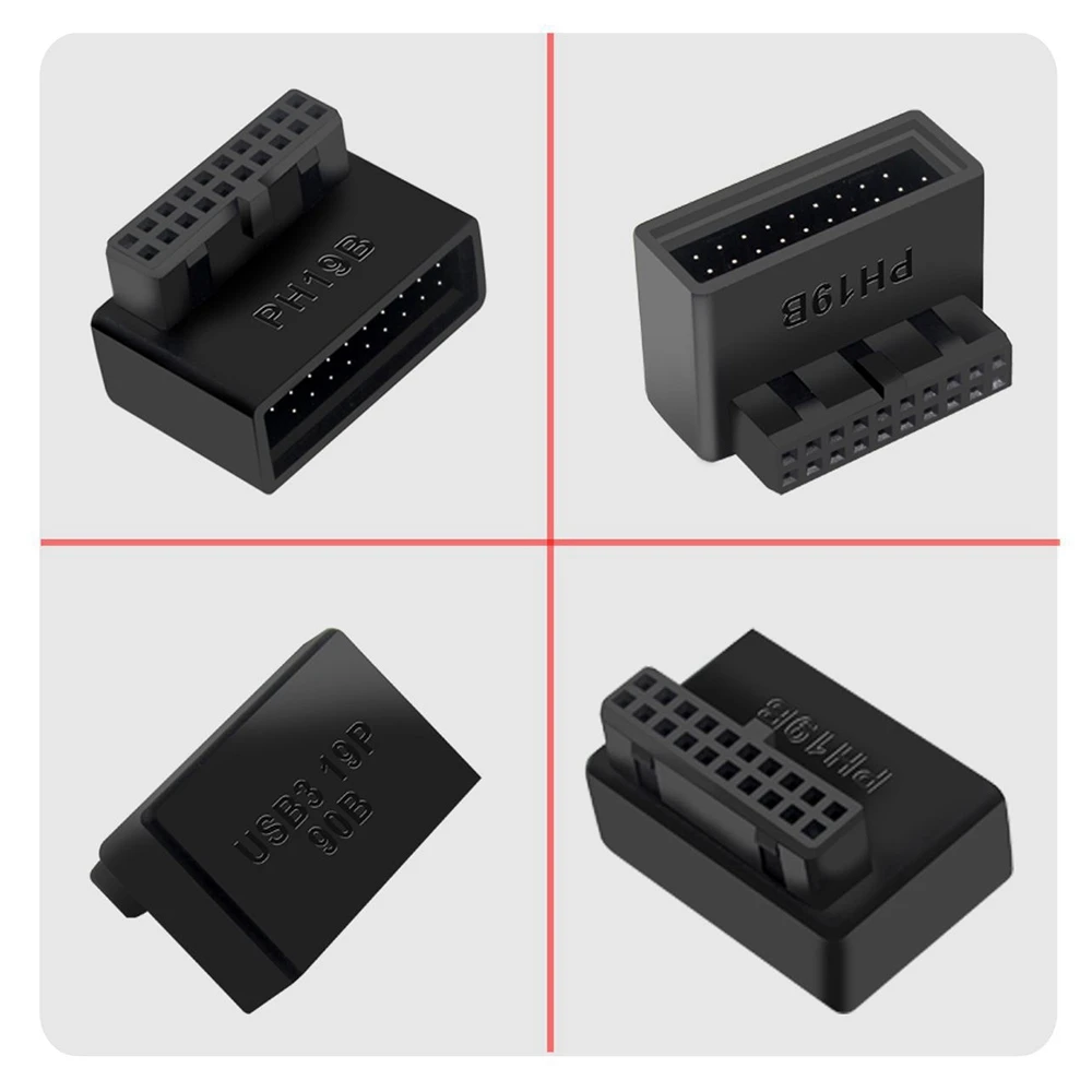 Внешний USB 3.0 19/20P разъем 90-градусный адаптер-конвертер для материнской платы