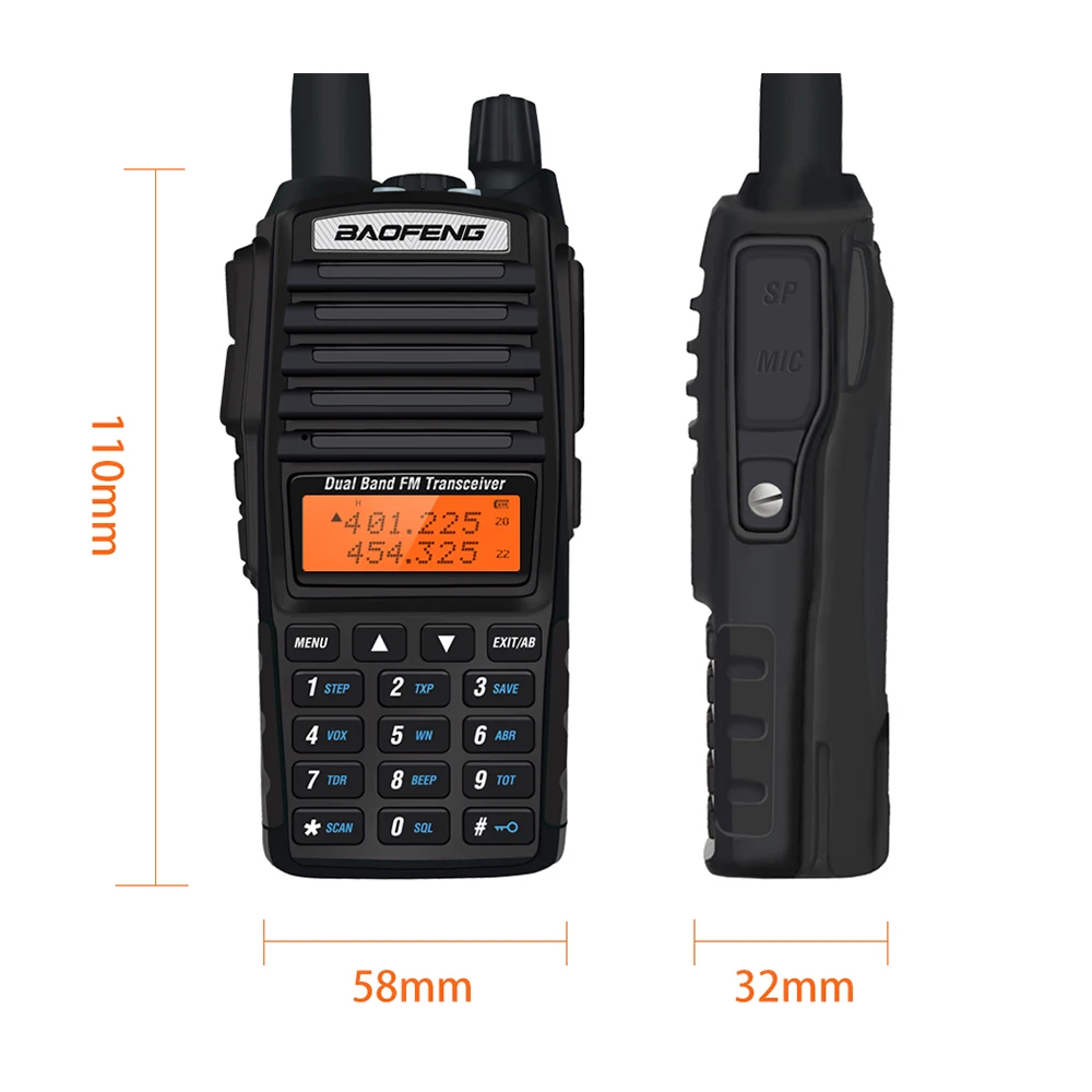 2pcslot baofeng original walkie talkie uv 82 dual ptt radios handheld two way ham cb radio uv 82 and free gift na 771 antenna free global shipping