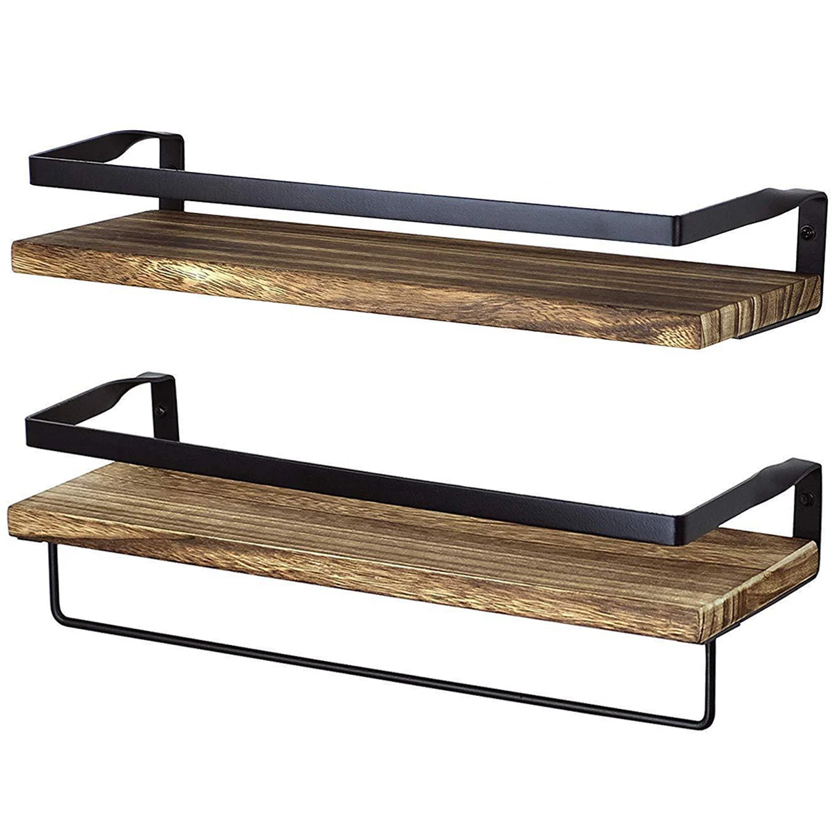 

Floating Shelves Rustic Wooden Wall Mounted Shelf with Removable Towel Holder Heavy Duty Space Saving Storage Organizer Shelf fo