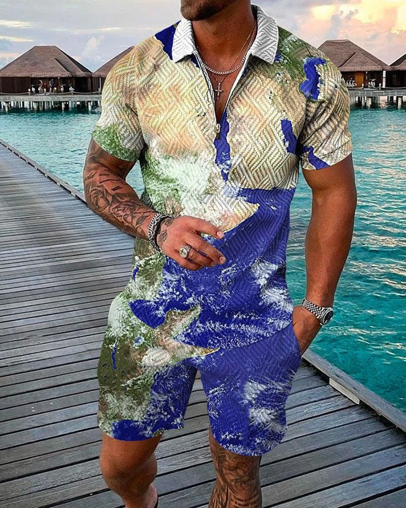 

New Men's Tracksuit Women's Classic 3D Sets Captain World Map Printing Suit Large Size T-shirt Shorts 2 Piece Set Spring Summer