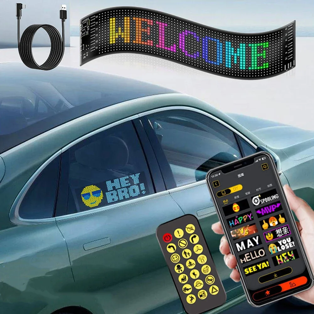 Автомобильный светодиодный знак Bluetooth APP Светодиодная матричная пиксельная