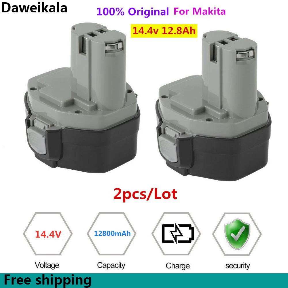 

2pcs Original 14.4V 12800mAh NI-CD Power Tool Battery for MAKITA 14.4V Battery for Makita PA14,1422,1420 192600-1 6281D 6280D