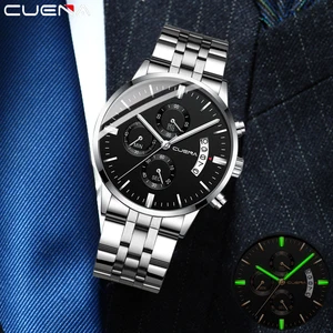 CUENA Top Luxury Brand New Watch for Men Stainless Steel Analog Quartz Wrist Watches Waterproof Mili