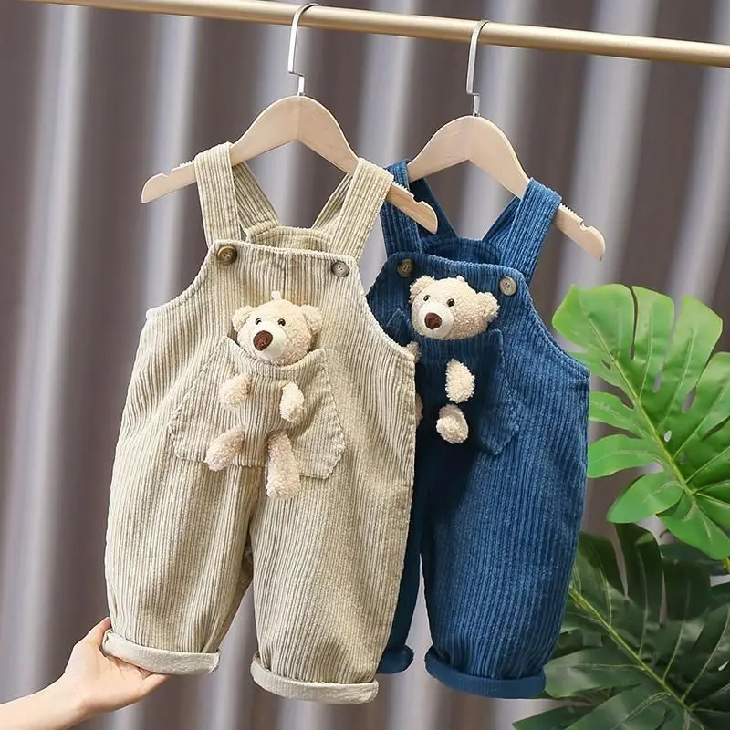 

Toddler Bear Girl Jumpsuit Overalls Casual Spring Overalls Children's Autumn Girls Kids Boys Baby Clothes Corduroy Pants