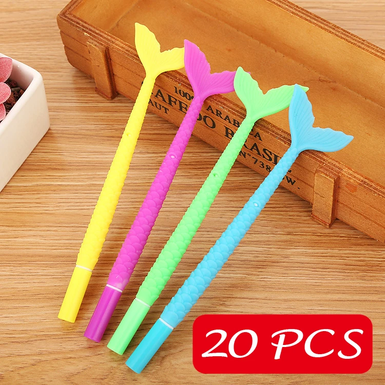

20 шт. мультяшная Русалка нейтральная ручка Милая имитация рыбьего хвоста Обучение канцелярские принадлежности игла Водяная ручка