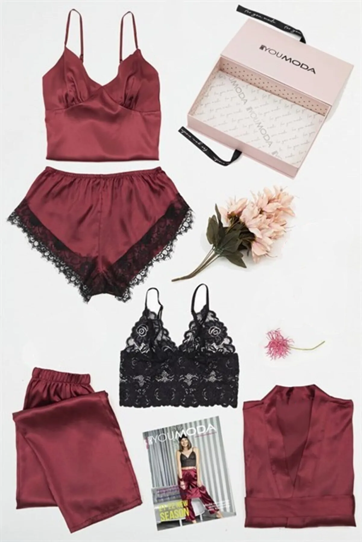 

Пижама женская кружевная в сеточку, 5 шт.