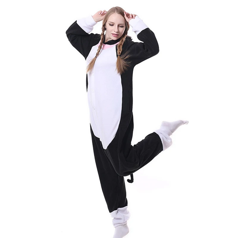 Unisex Winter Warm Thin Animal Cartoon One Piece Pajamas Polyester Comfortable Lovely Cosplay Clothes With A Button Switch