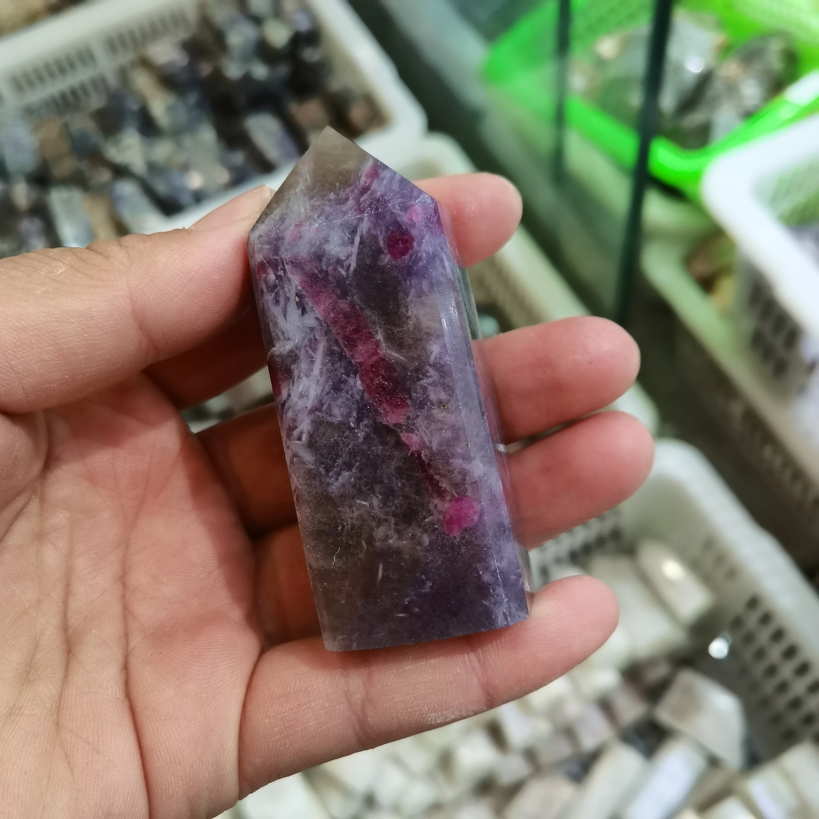 

Rare Natural unicorn crystal English quadrilateral obelisk Reiki healing gift room home decoration ornaments energy gems 1pcs