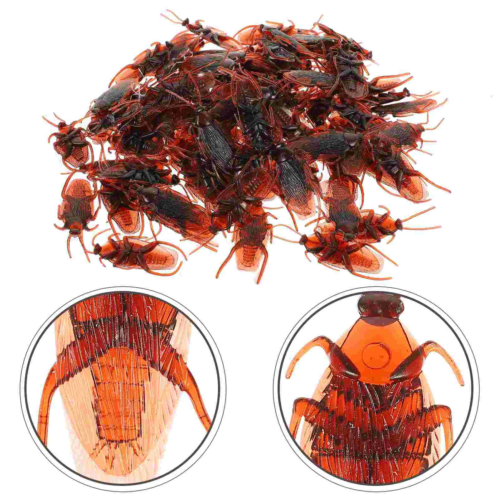 

TINKSKY 100pcs Fake Roach Prank Novelty Plastic Cockroach Bugs Look Real for Halloween Funny toys Bizarre