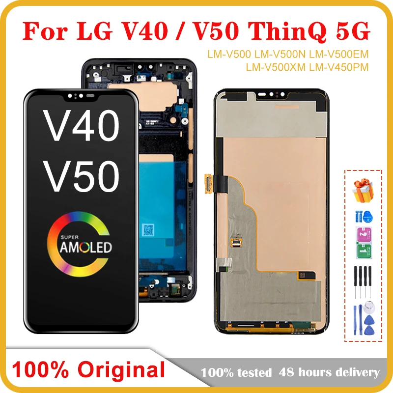 ЖК-дисплей AMOLED 6,4 дюймов для LG V50 ThinQ V500 V500N V500EM V450, сменный сенсорный экран с дигитайзером для LG V40 ThinQ