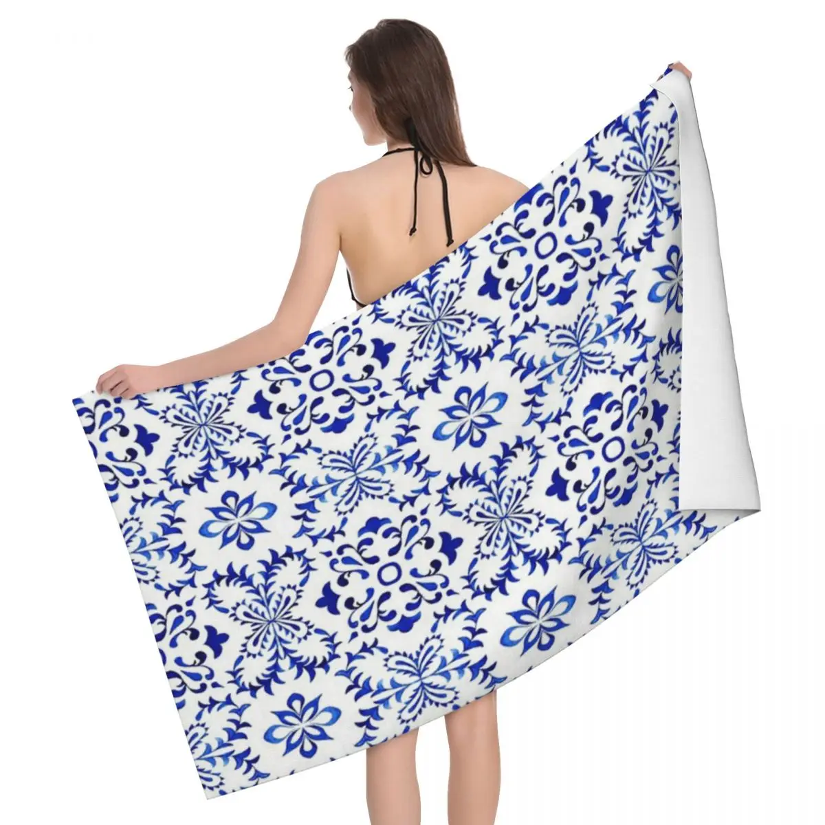 

Azulejo, португальская плитка, акварель 80x130 см, банное полотенце с ярким принтом, отличный подарок