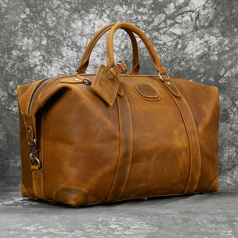 Newsbirds Brand Designer Business Man Bag Long Journey Handbag Genuine Leather Male Duffle Bags Airplane Extra Large Luggage Bag