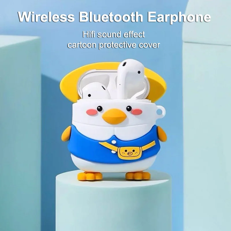 

True Wireless Bluetooth Earphone with Cartoon Cute Case Hifi Stereo Headset Rechargeable Mini Earbuds For iPhone Samsung Sports
