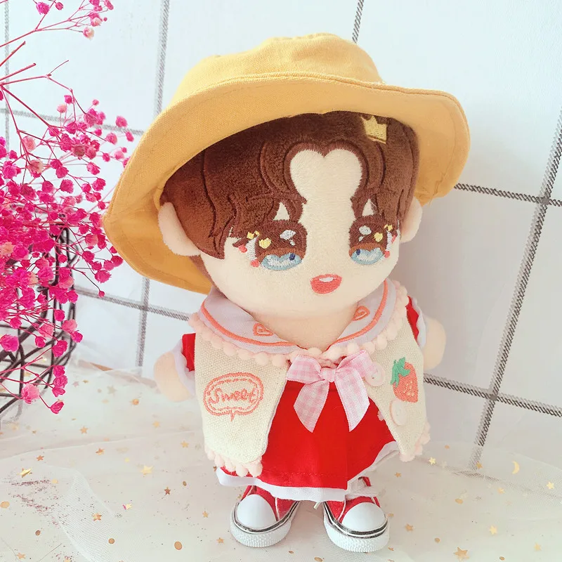 

[MYKPOP]KPOP Doll's Clothes: Lovely Skirt Vest and Hat 3pcs Set for 20cm Doll (Without doll) Fans Collection SC23031714