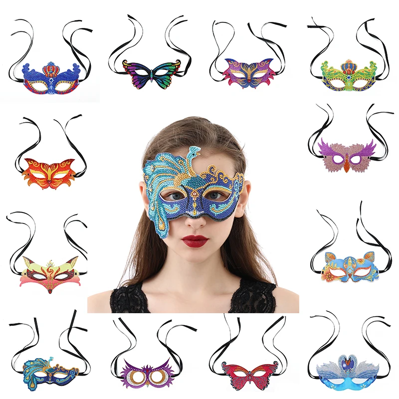 

5D DIY Diamond Painting Prom Party Mask Animal Mosaic Creative Diamond Embroidery festival Prom Party Mask Handicrafts Gift