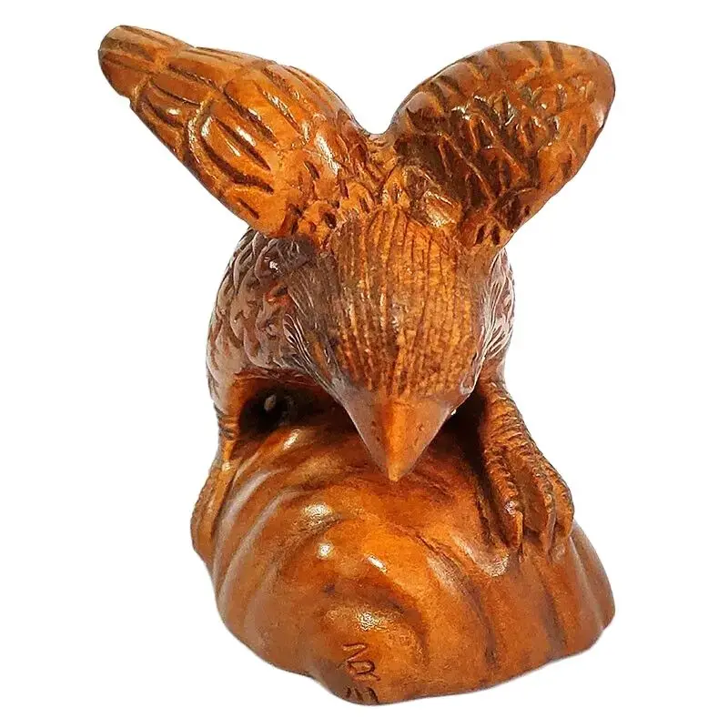 RS245 2 дюйма ручная резка японская фигурка самшит Орел и обезьяна скульптура