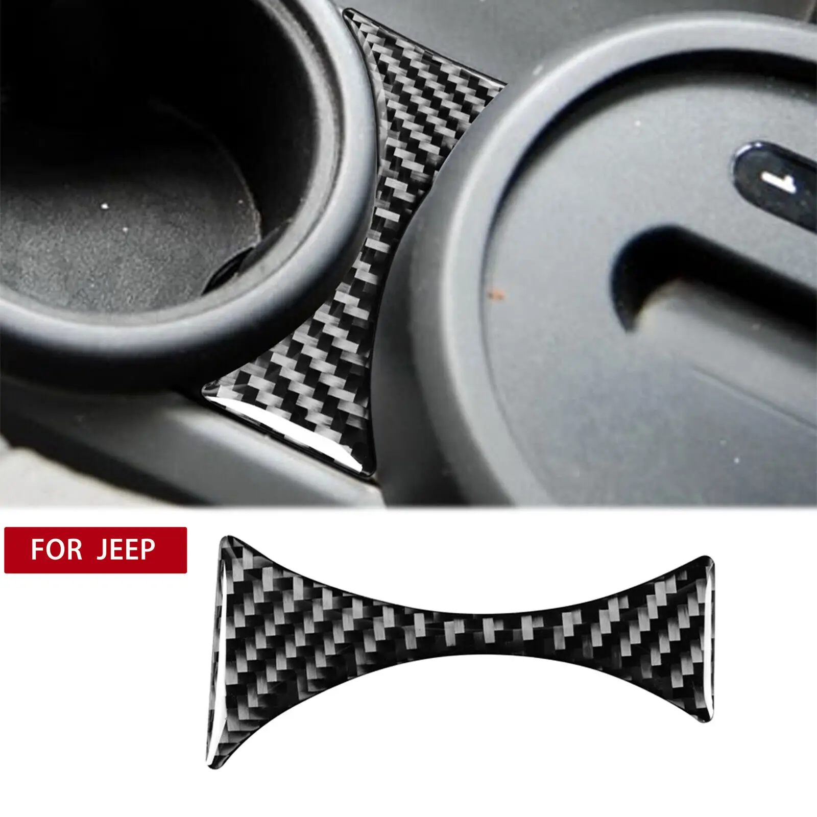 

For Jeep Wrangler JK 07-10 Water Cup Decorative Sticker Trim Real Carbon Fiber