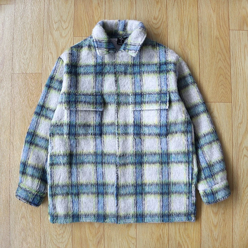 European And American Trend Travis Scott Cactus Printed Plaid Denim Shirt Jacket