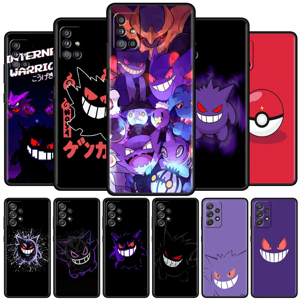 

Case For Samsung Galaxy A52 A12 A32 A51 A21s A71 A13 A53 A22 A31 A72 A03 A02s A41 Black Phone Shell Funny Pokemon Gengar