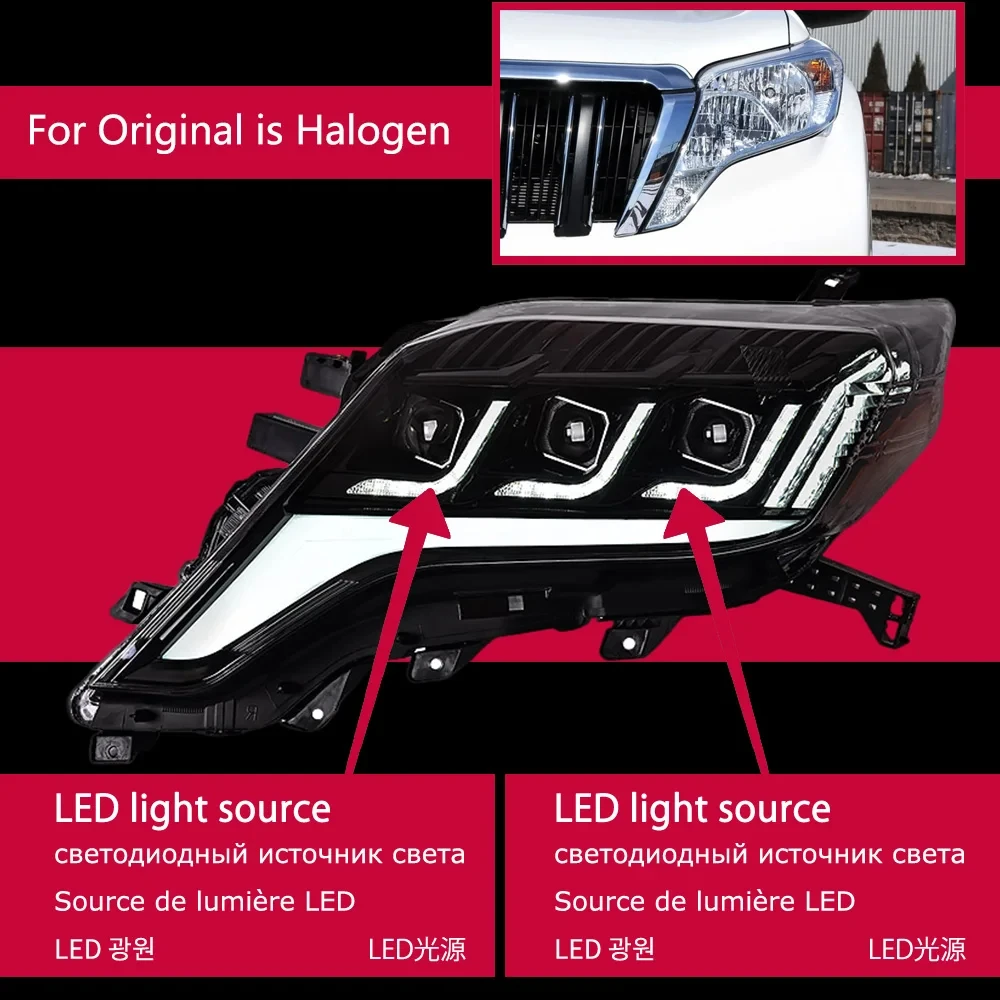 

Автомобильные фары для Toyota Prado светодиодный, фары 2013-2017 LC150, передние фары, динамические аксессуары для автомобиля