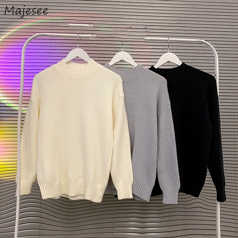 

Pullovers Men Pure Color Handsome Baggy Students Ulzzang All-match Knitwear Teens Winter Basic Classical Casual Japanese O-neck