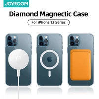 joyroom clear magnectic phone case for iphone 12 13 pro max case for magnectic wireless charger transparent back pc cover