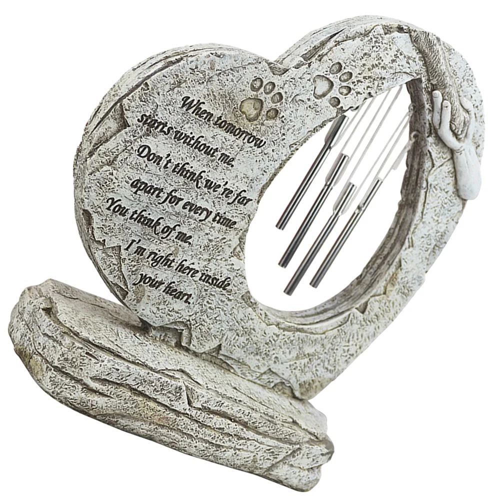 

Memorial Picture Frame Para De Mujer Interior Grave Tombstone Garden Indoor Heart Shaped Memorial Stone with Wind Chimes