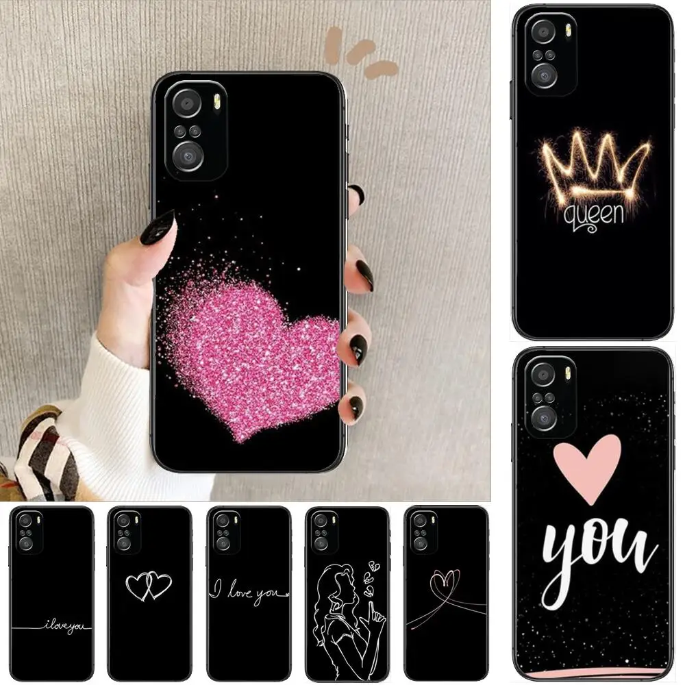 

Love Heart Crown Phone Case For xiaomi redmi 11 Lite pro Ultra 10 9 8 MIX 4 FOLD 10T Black Cover Silicone Back Prett