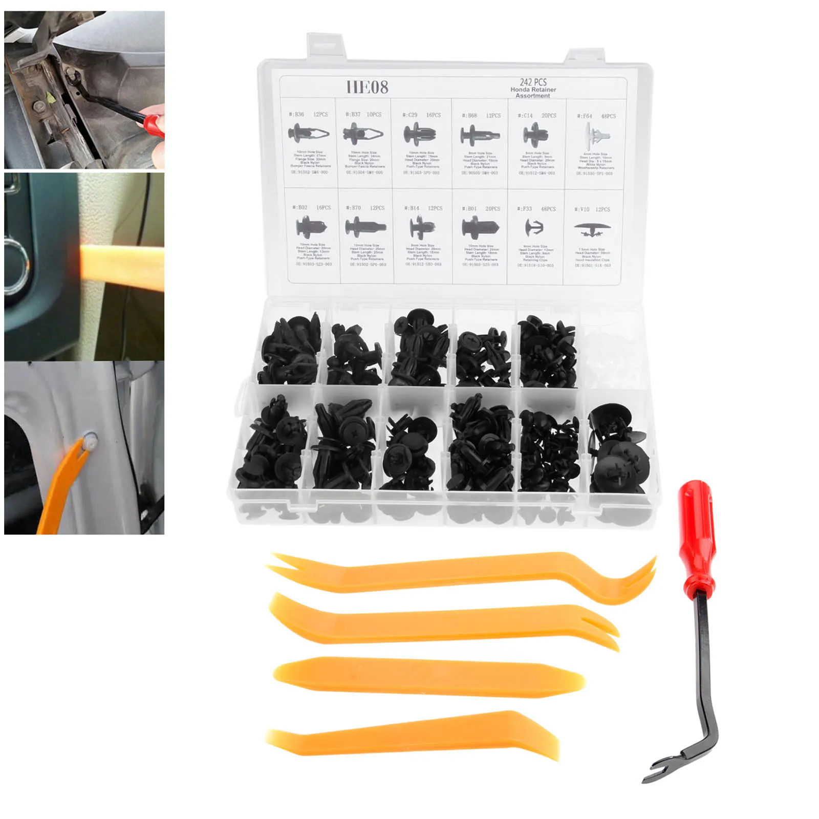 

242PCS Mixed Plastic Fastener Universal Boxed Packing Clip Fender Clamp Fit for Vehicles Replacement Parts Tools