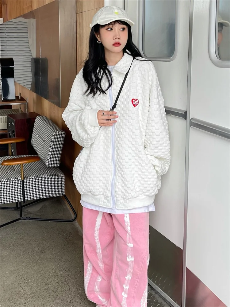 

Толстовки с вафельным принтом на молнии, Толстовка-поло, серая мешковатая Женская одежда, мужские толстовки, Повседневная модная толстовка,...