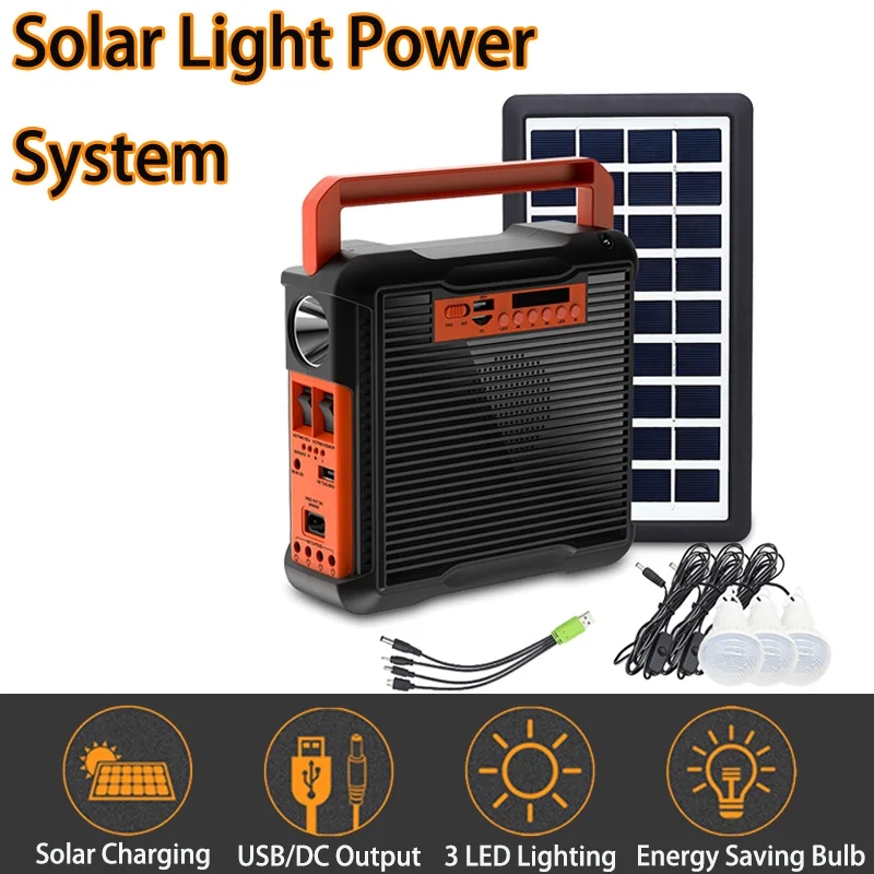 Купи Solar Light Solar Power System Panel Generator Kit Home 3 LED Bulb Highlight Energy Saving Light Solar Lighting with FM Radio EU за 4,247 рублей в магазине AliExpress