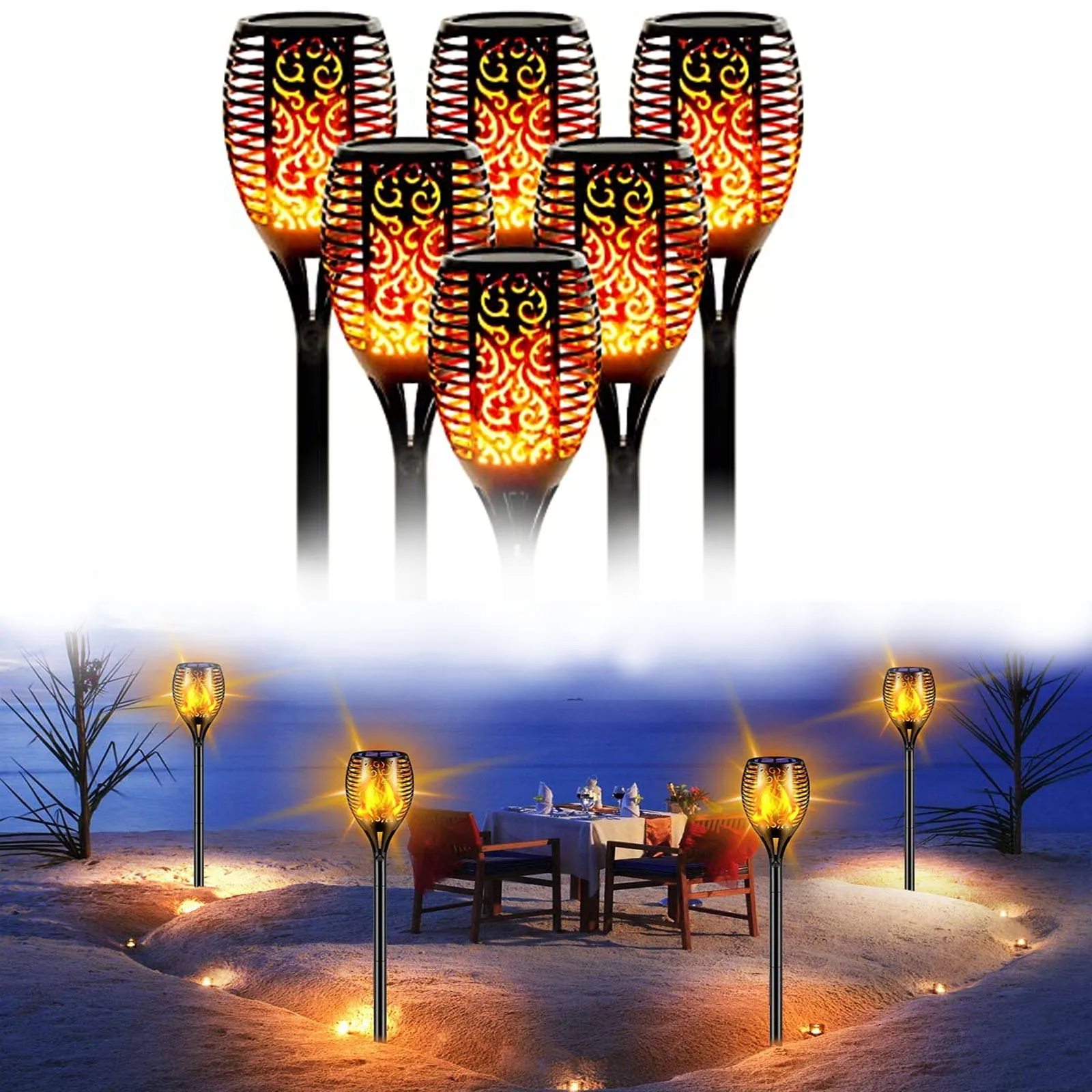 

Honhill Outdoor Solar Flame Torch Light Flickering Dancing Flame Torch Solar Lighting Waterproof Lamp For Garden Landscape Light