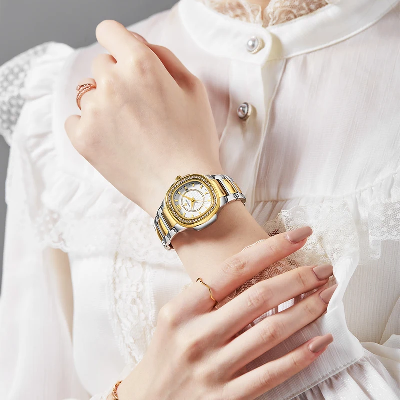 WWOOR Luxury Watch For Women White Dial Women Watch Waterproof Clock Square Fashion Dress Ladies Quartz Wristwatch Montre Femme