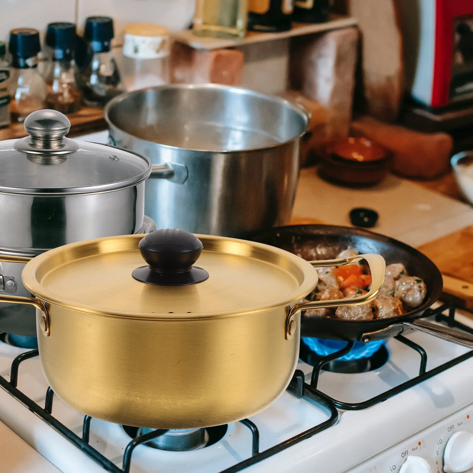 

Mixing Bowl Gold Pot Soup Pot With Lid Pot Pot Big Pots Cooking Pan Lid Kitchen Large Soup