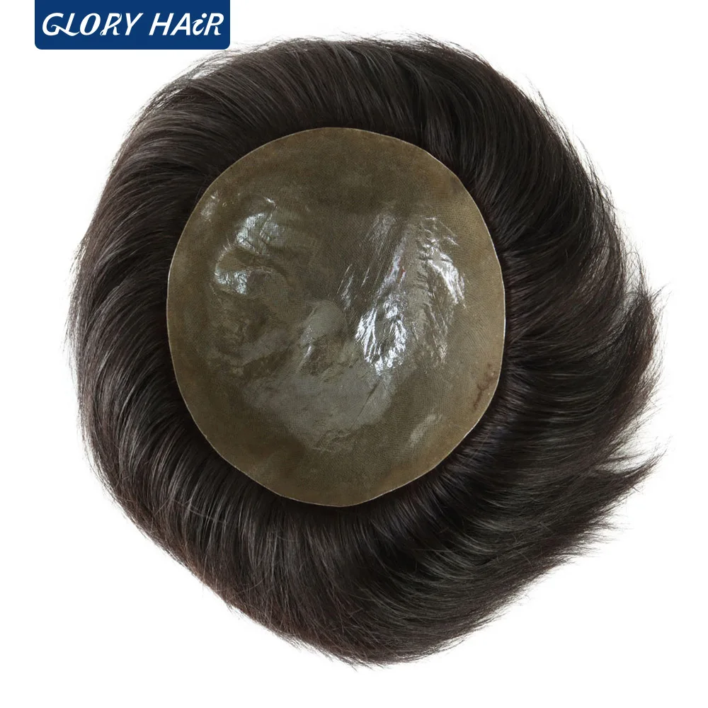 9x10 Thickness 14 - 16 mm PU Toupee Indian Human Hair Wig for Man Free Shipping