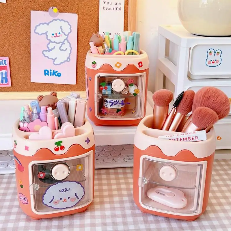 Creative Cute Fashion Storage Box Desktop Multi-function Pencil Holder School Supplies Desk Kawaii Cartoon Organizer Stationery