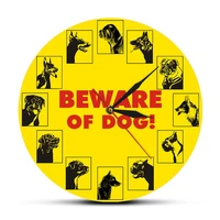 beware of dogs yellow wall clock dog owner home decor different puppy dog breeds display sign wall clock for pet shop vet clinic