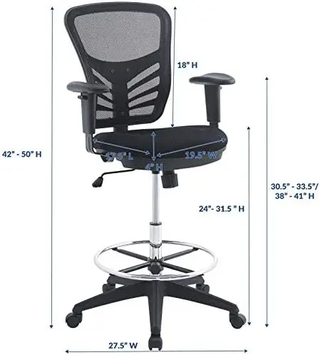 

Mesh Office Chair with Fully Adjustable Vegan Leather Seat In Black