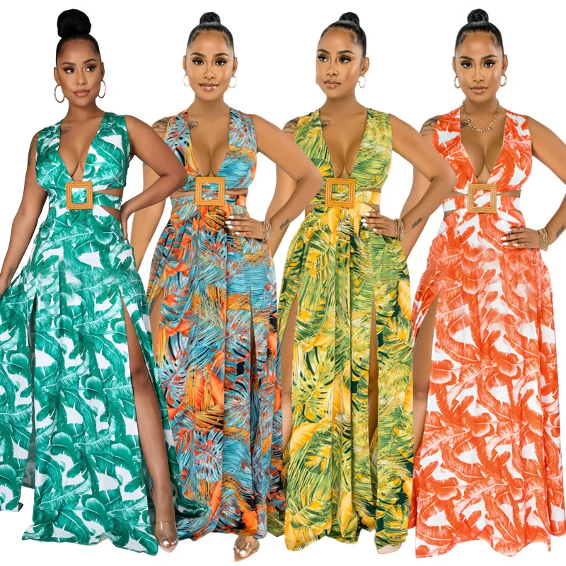 

Fashion Print Sexy V Neck Homecoming Dresses Full Length Slit Women's Irregular Backless Prom Party Vestidos Plus Size Cocktail