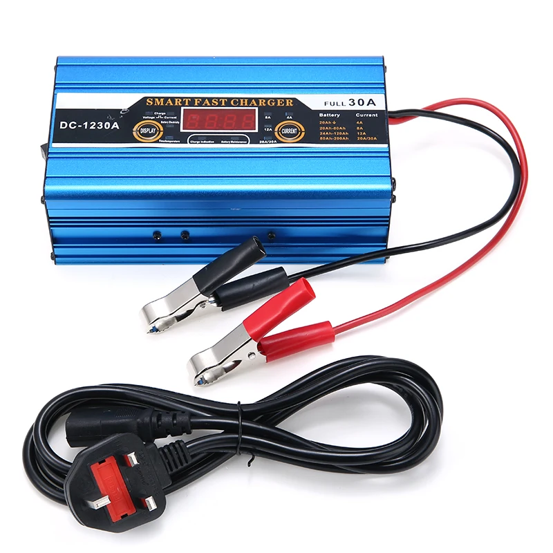 1pc Car Auto Intelligent 12V 30A Battery Charger Wet Gel MF CA EFB AGM Battery For Boat Motorcycle UK Plug Tool Parts