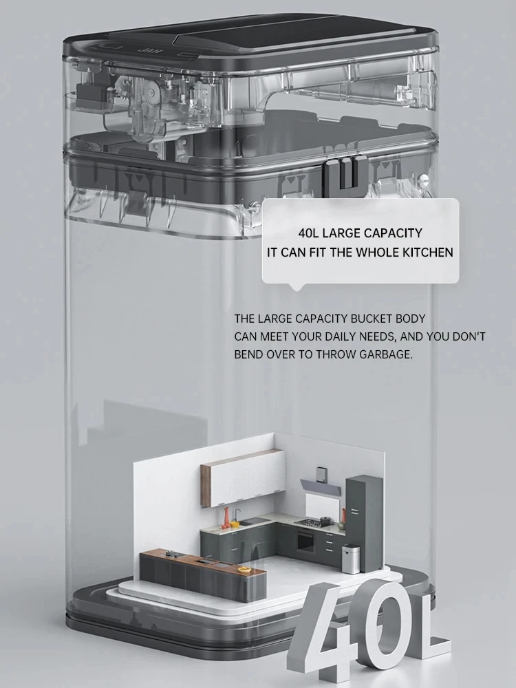 Мусорная корзина из нержавеющей стали с умным датчиком 30/40/50/60 л