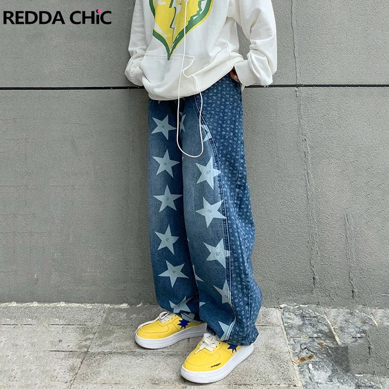 

Джинсы REDDACHiC Graphic Star женские, винтажные мешковатые брюки-бойфренды в стиле хип-хоп, уличная одежда 90-х, прямые широкие штаны с высокой посадко...