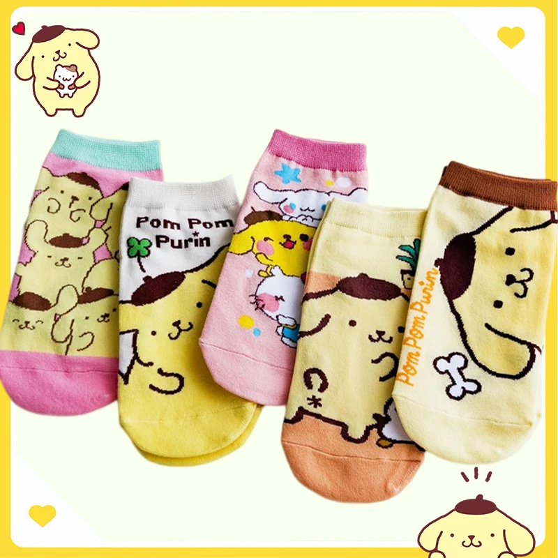 

Pom Pom Purin Socks Short Kawaii Summer Cotton Soft Cartoon Decoration Anime Sanrioed Hello Kitty Cute Kids Girls Gifts Lovely